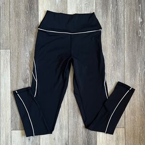 BuffBunny Black Leggings with White Trim